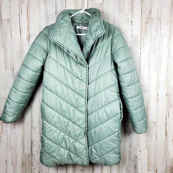 Just Fab Shiny Puffer Jacket Mint Green Size Small - Picture 1 of 12